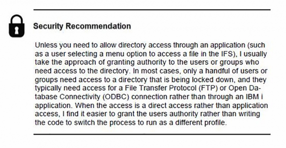 Managing Authorities to IFS Objects - Security Recommendation